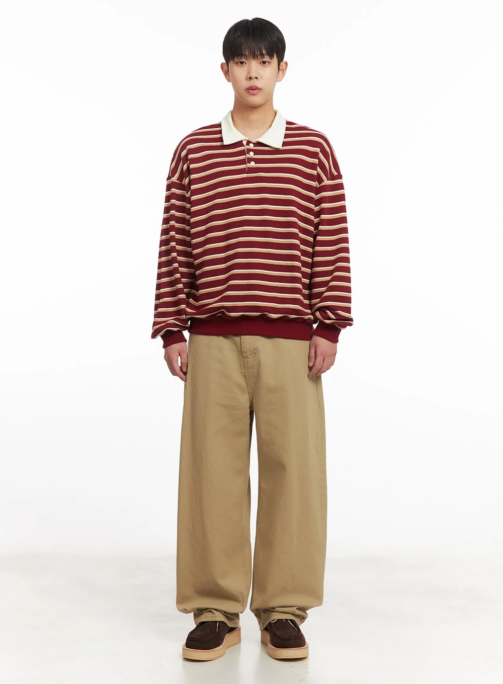Men's Striped Collared Sweatshirt IM514 - Image 8
