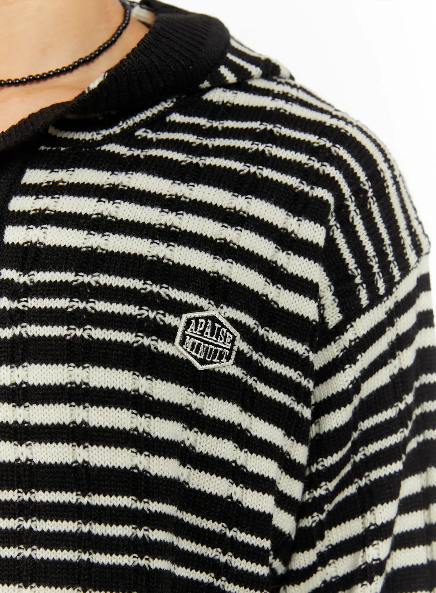 Men's Striped Henley Knit Hoodie ID524 - Image 11