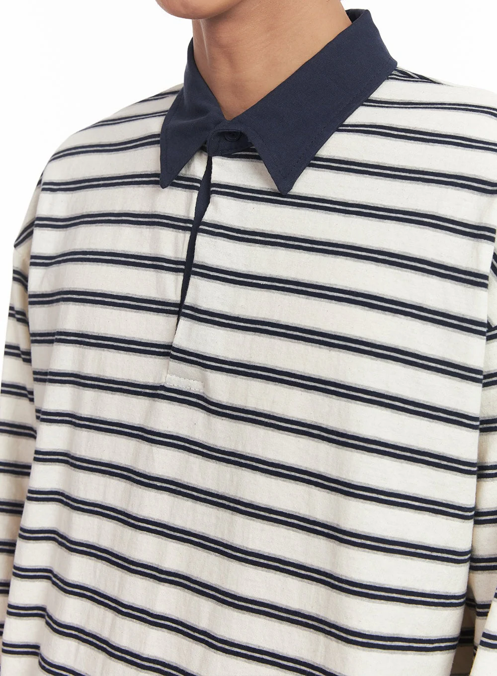 Men's Striped Long Sleeve Polo Shirt IA511 - Image 4