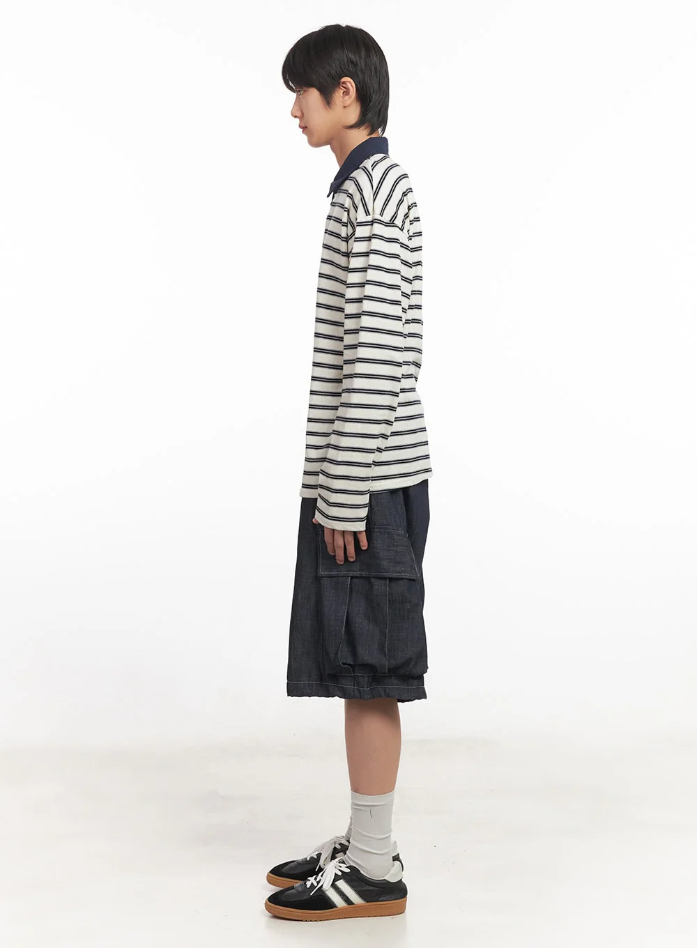 Men's Striped Long Sleeve Polo Shirt IA511 - Image 8