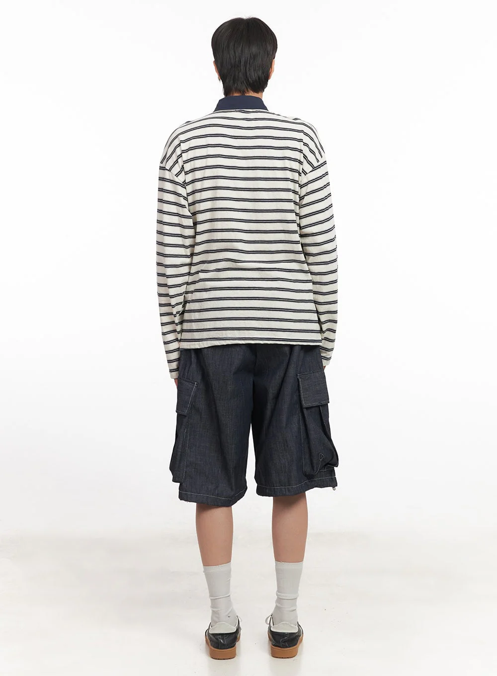 Men's Striped Long Sleeve Polo Shirt IA511 - Image 9