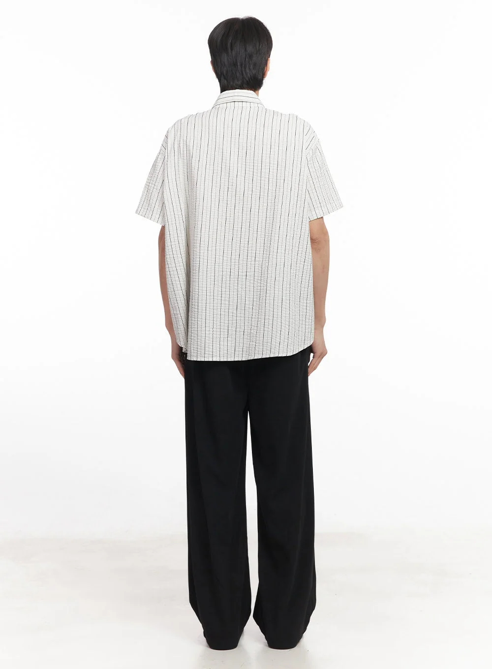 Men's Striped Loose-Fit Collared Shirt IA510 - Image 10