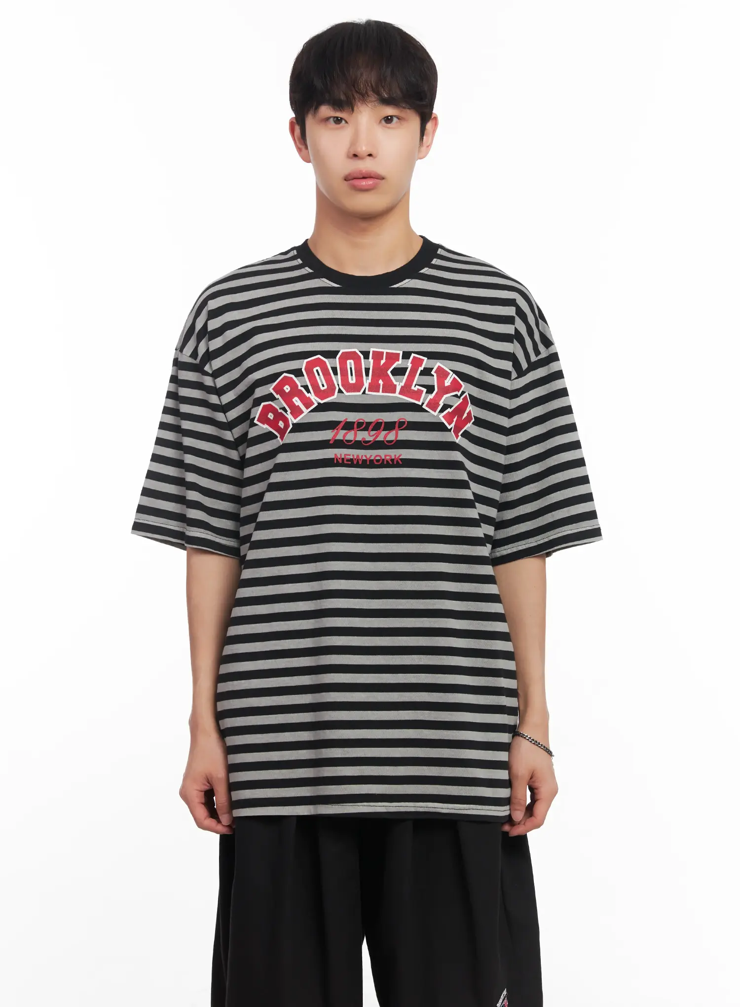 Men's Striped Oversize Tee IU518 - Image 11