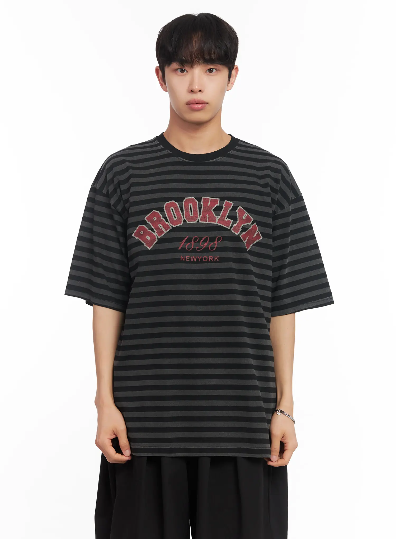 Men's Striped Oversize Tee IU518 - Image 12