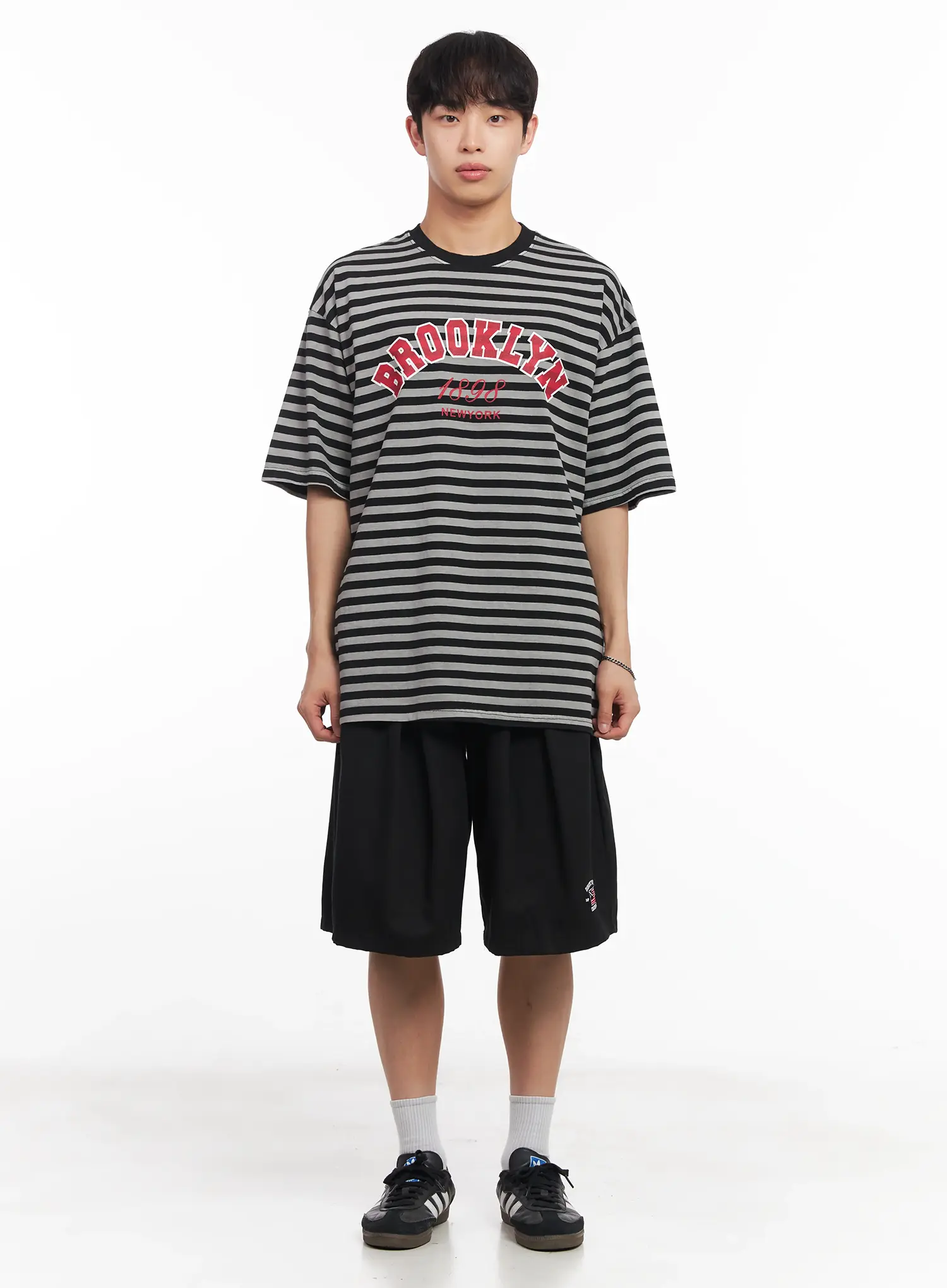 Men's Striped Oversize Tee IU518 - Image 4