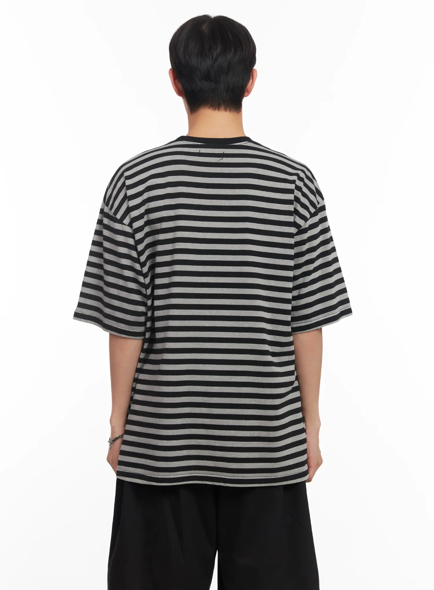Men's Striped Oversize Tee IU518 - Image 7