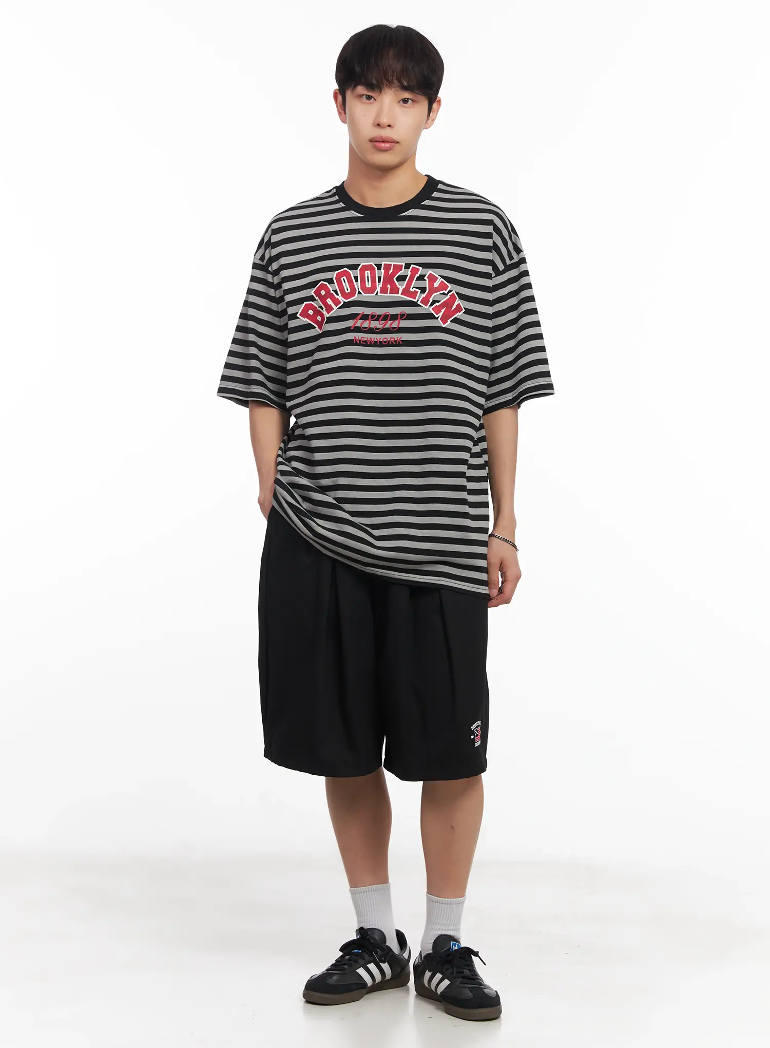 Men's Striped Oversize Tee IU518 - Image 8