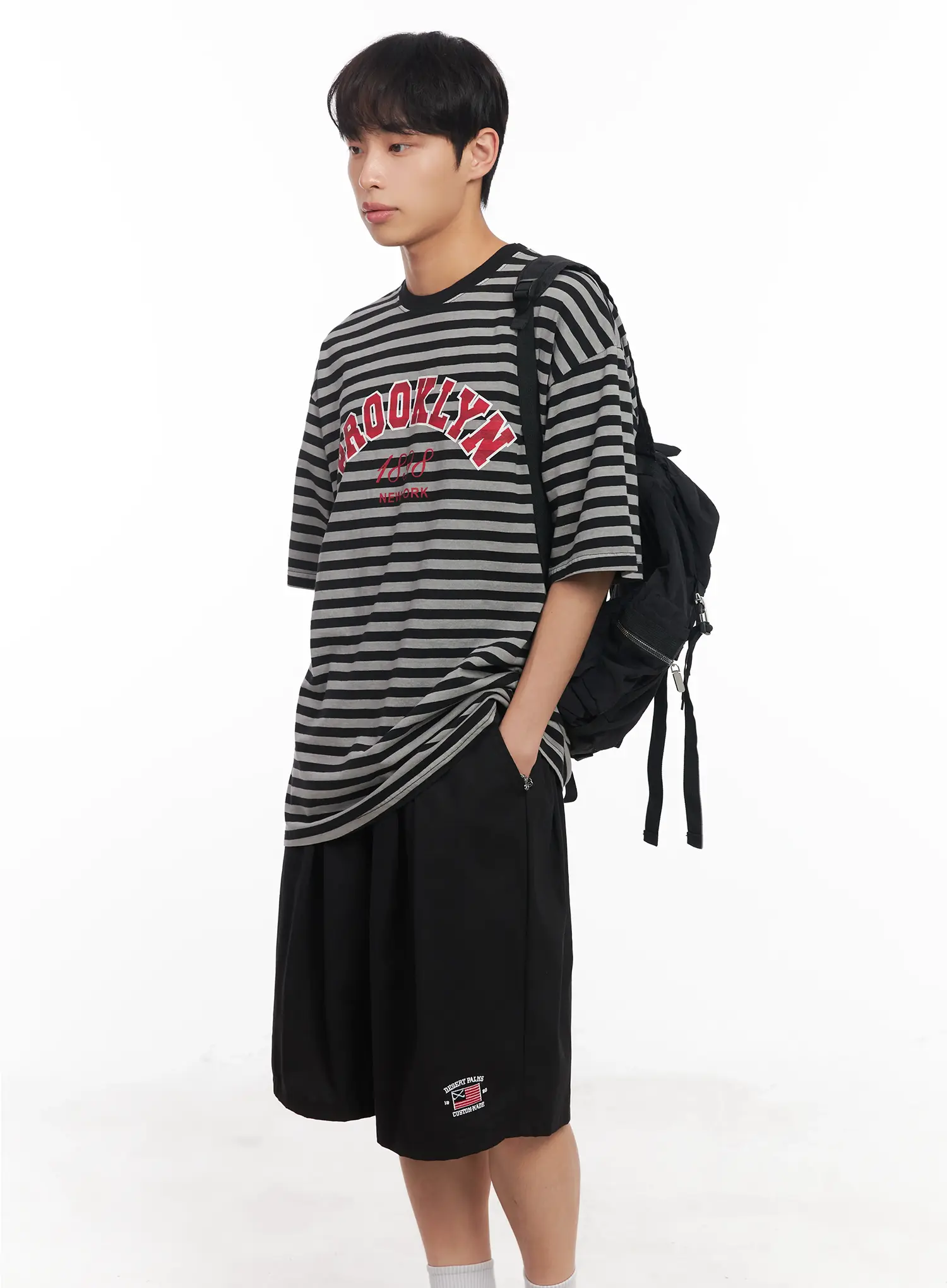 Men's Striped Oversize Tee IU518 - Image 9