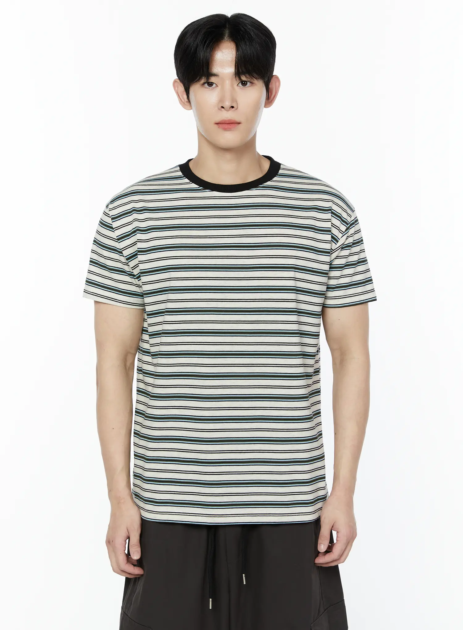 Men's Striped Short Sleeve T-Shirt IA527 - Image 11
