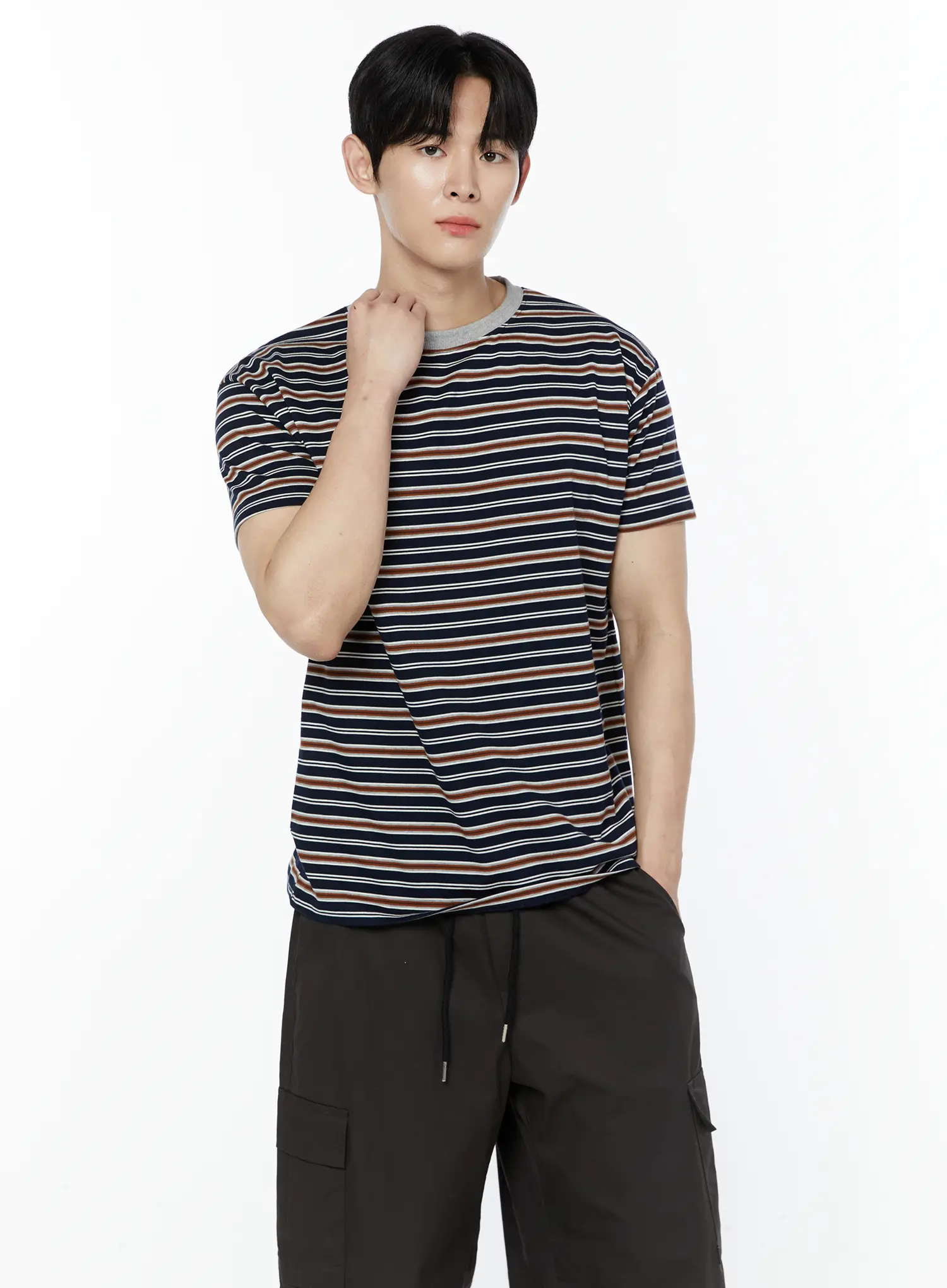 Men's Striped Short Sleeve T-Shirt IA527 - Image 2
