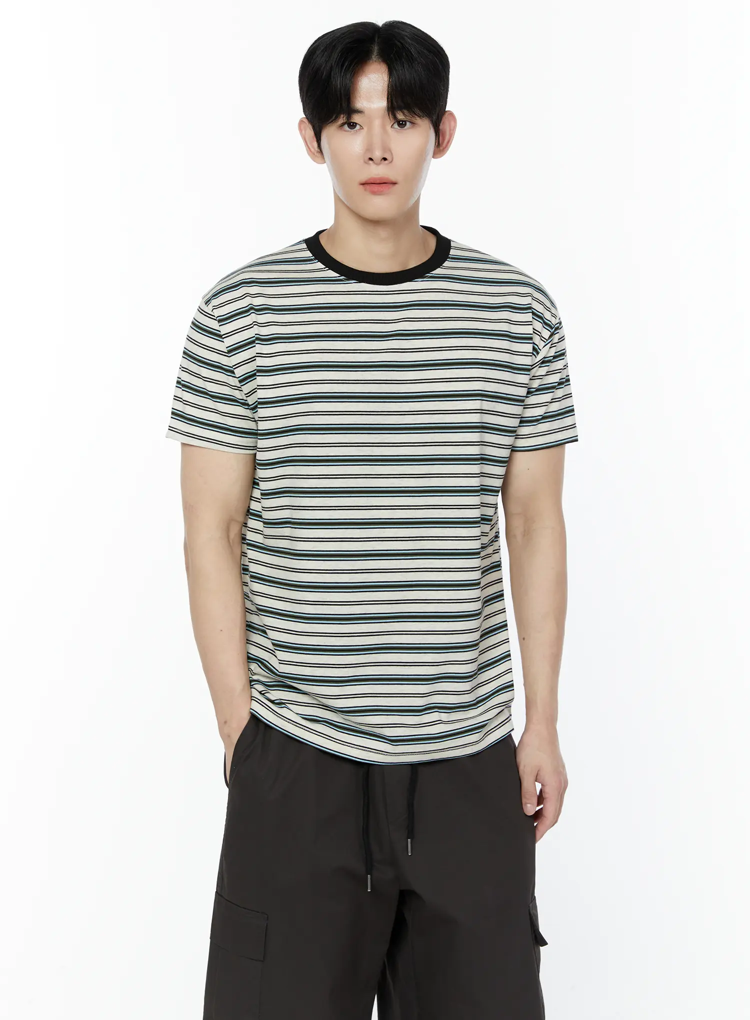 Men's Striped Short Sleeve T-Shirt IA527 - Image 3
