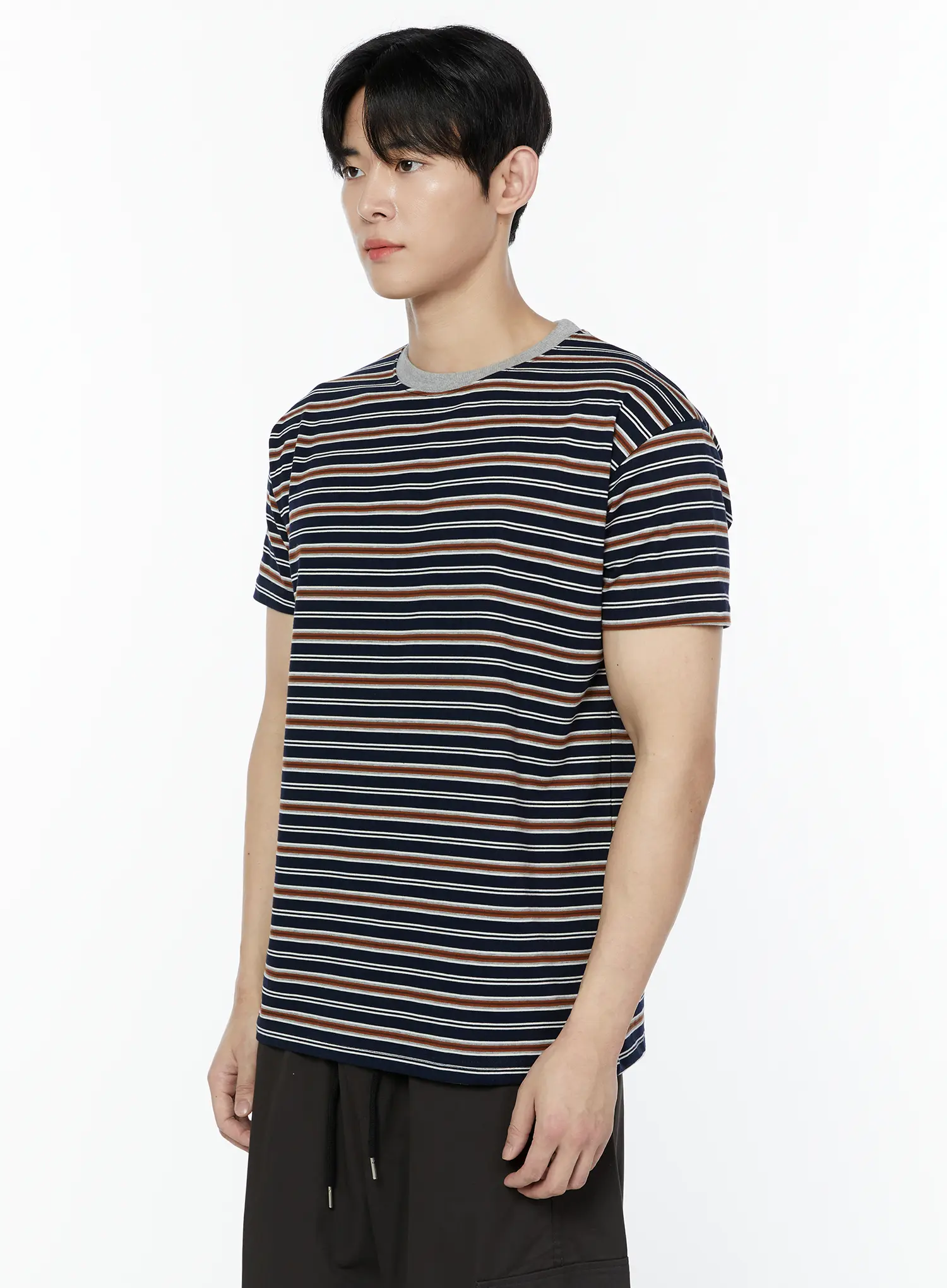 Men's Striped Short Sleeve T-Shirt IA527 - Image 5