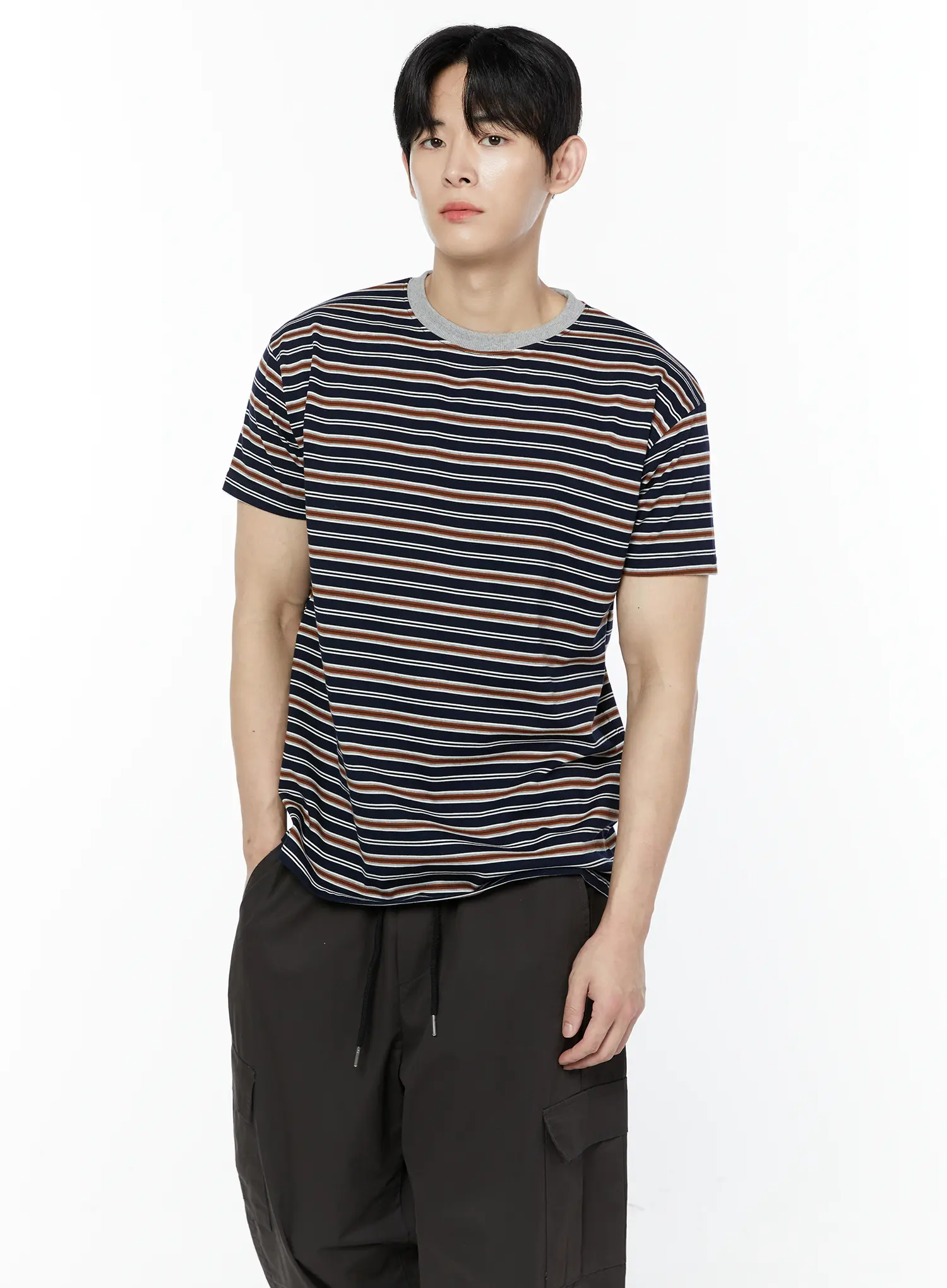 Men's Striped Short Sleeve T-Shirt IA527 - Image 7