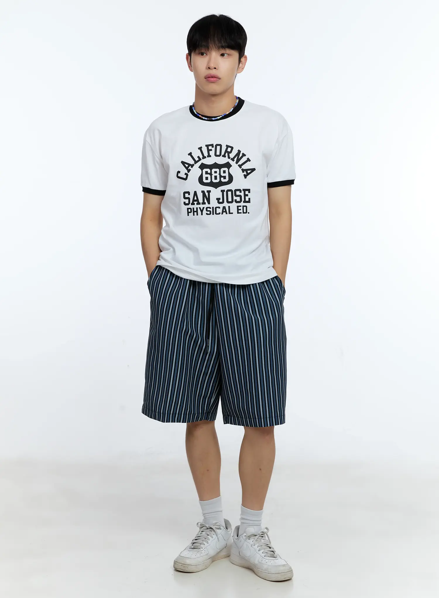 Men's Striped Straight-Leg Shorts IG515 - Image 10