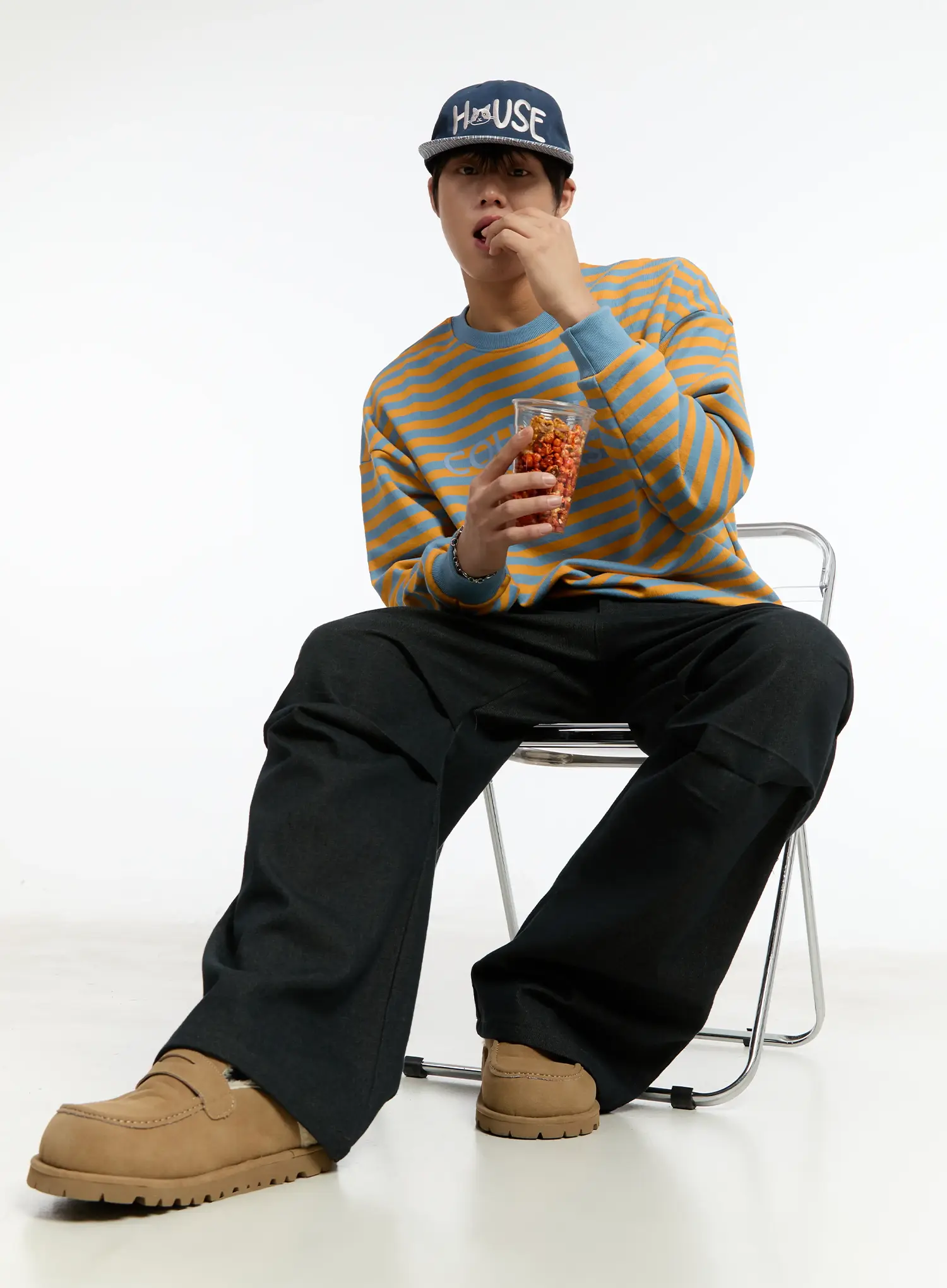 Men's Striped Sweatshirt (Light Blue) IM502