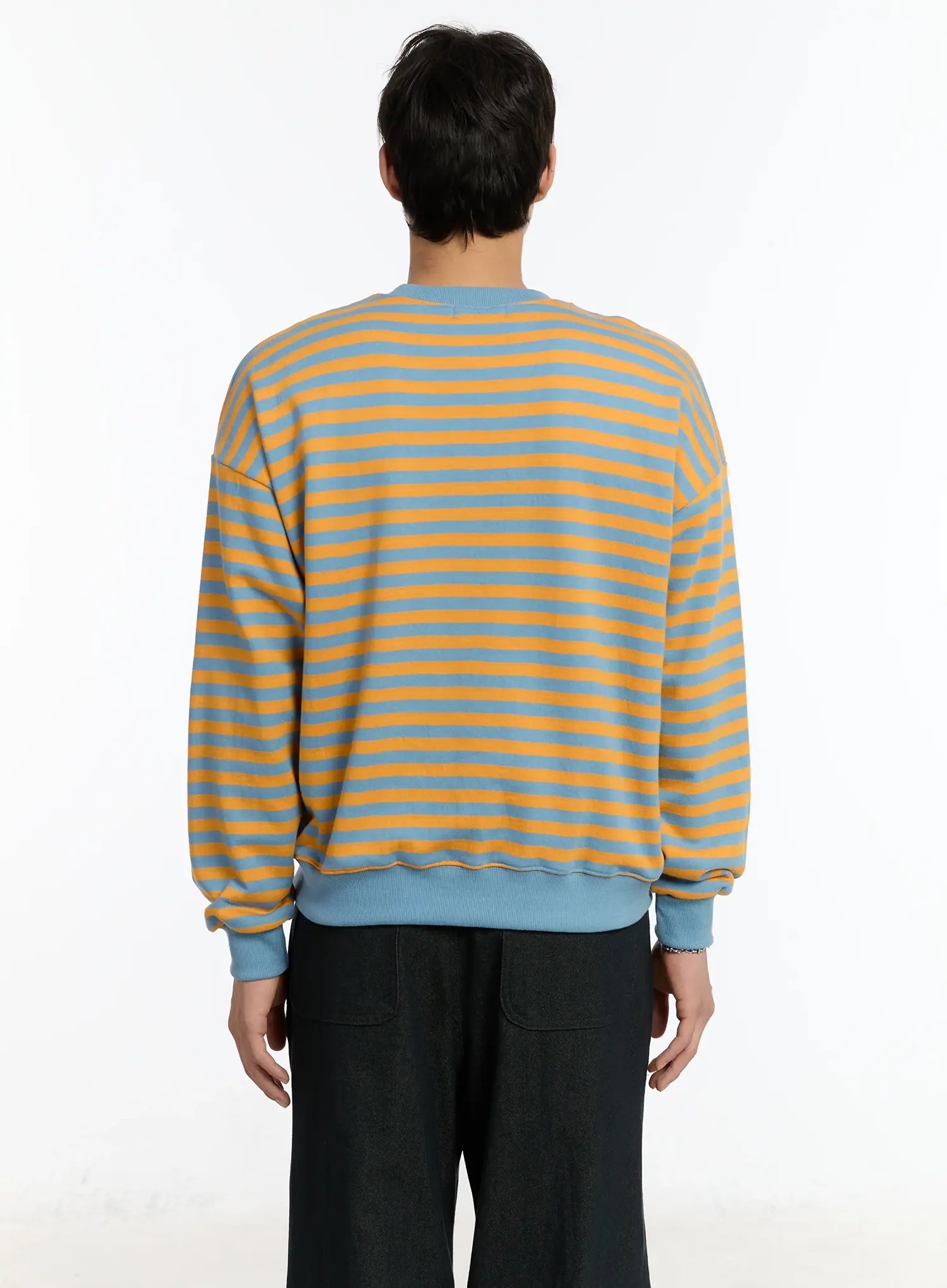Men's Striped Sweatshirt (Light Blue) IM502 - Image 5