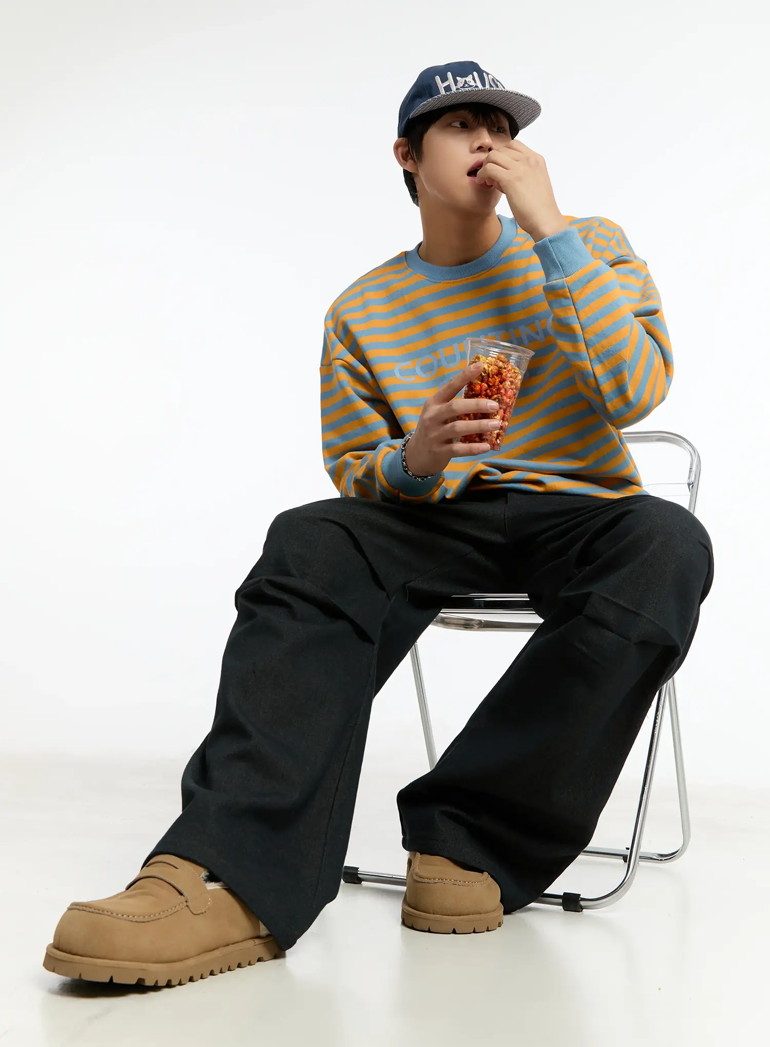 Men's Striped Sweatshirt (Light Blue) IM502 - Image 7