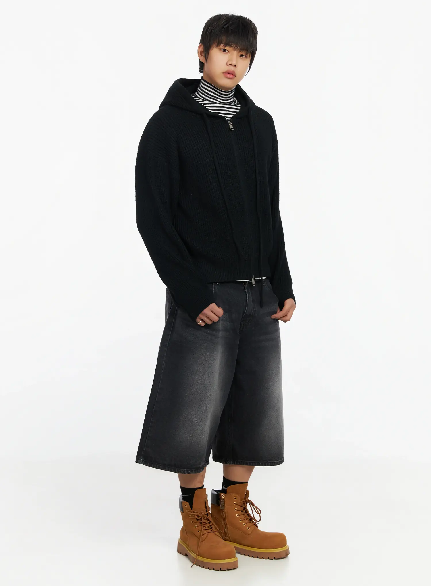 Men's Striped Turtleneck Tee IF504 - Image 10