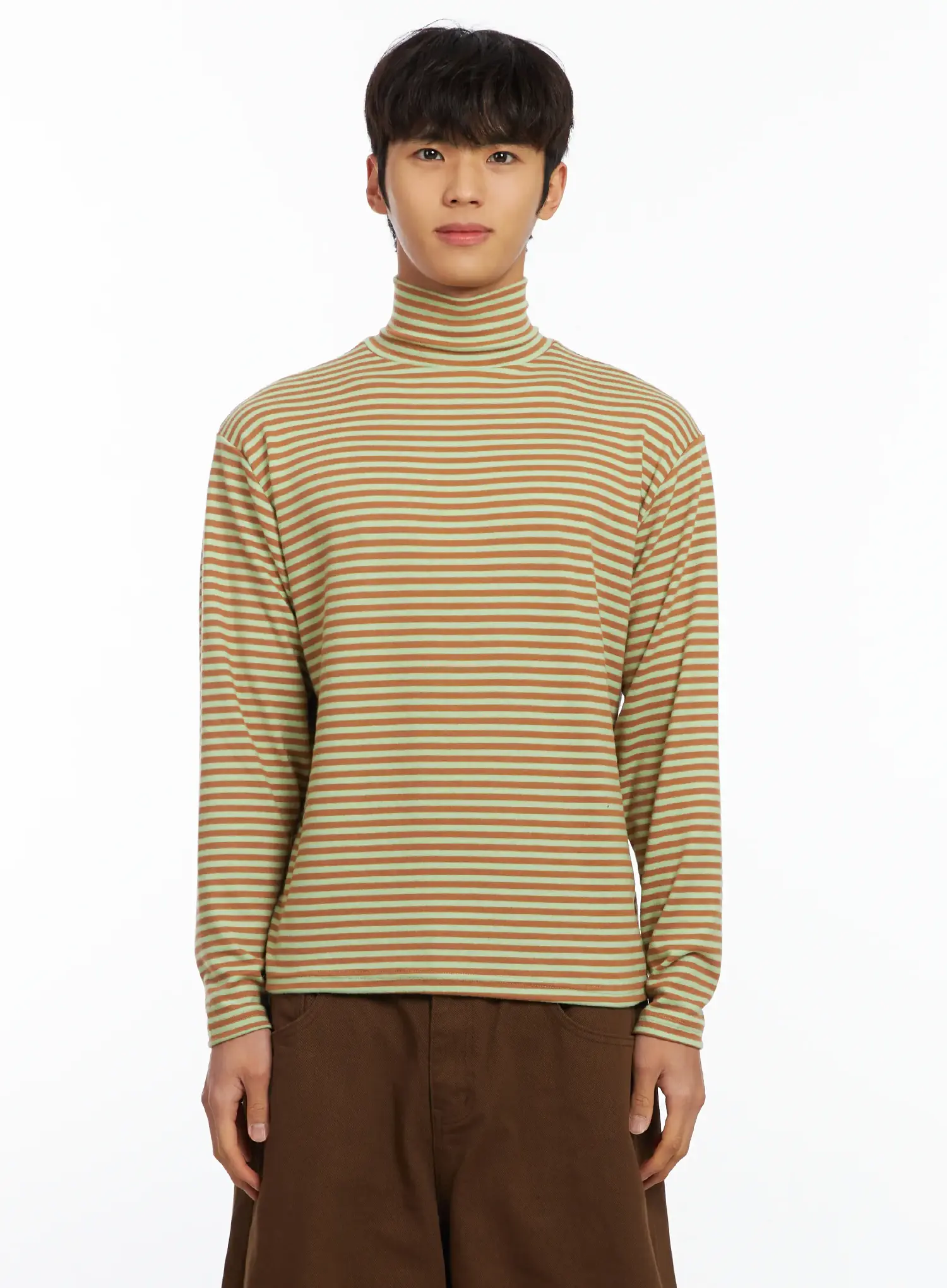 Men's Striped Turtleneck Tee IF504 - Image 12