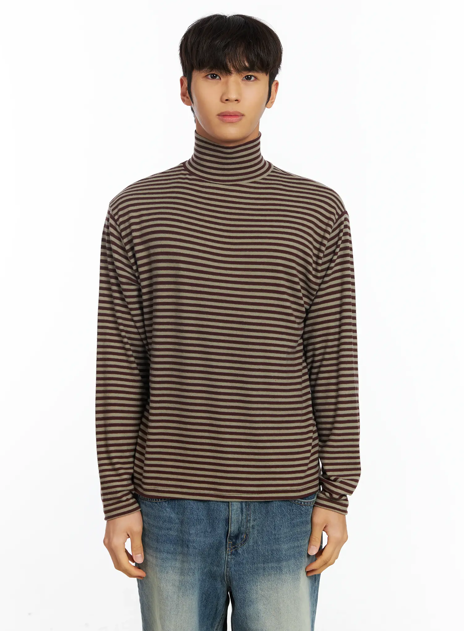 Men's Striped Turtleneck Tee IF504 - Image 13