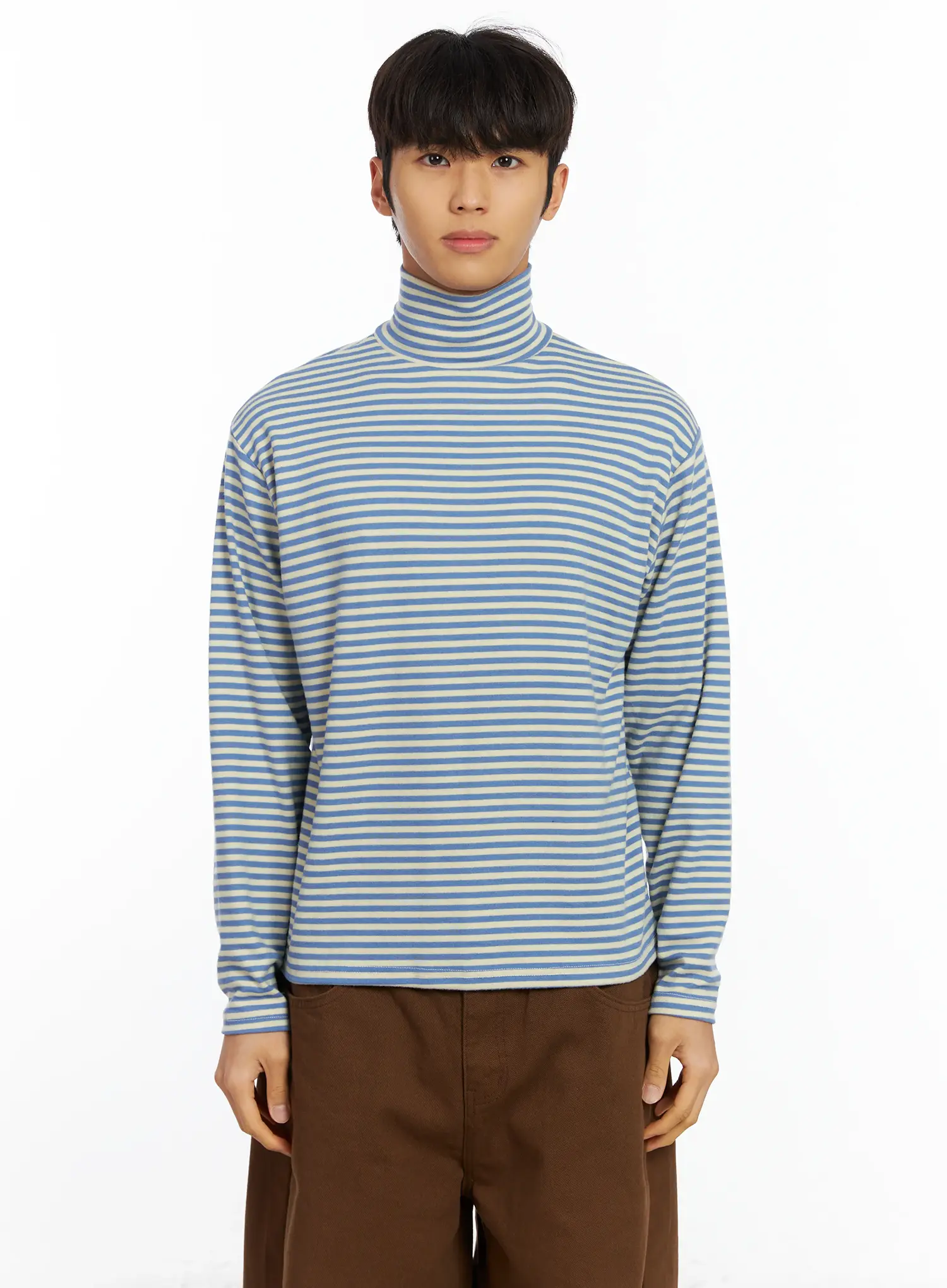 Men's Striped Turtleneck Tee IF504 - Image 14