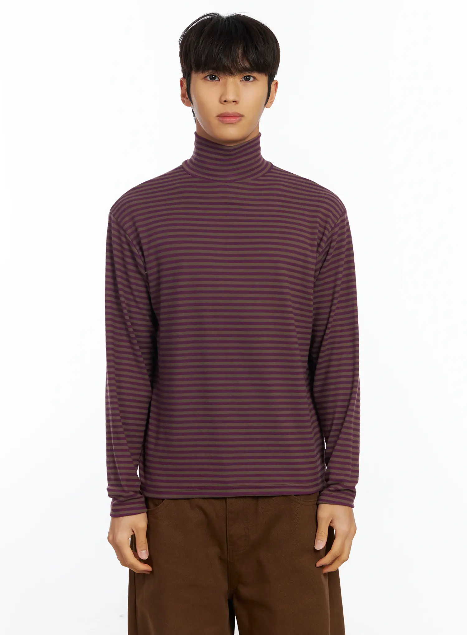 Men's Striped Turtleneck Tee IF504 - Image 17
