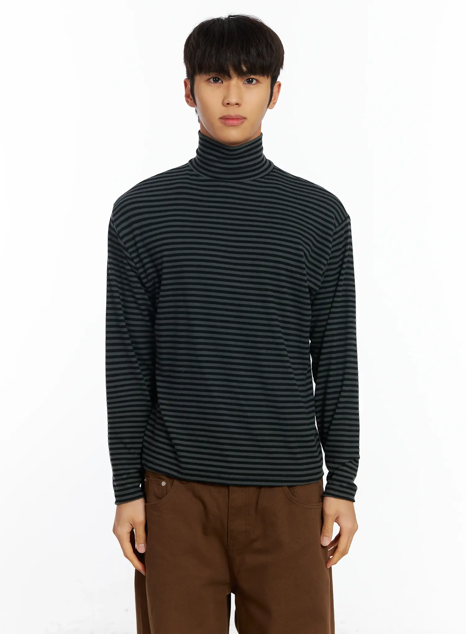 Men's Striped Turtleneck Tee IF504 - Image 18