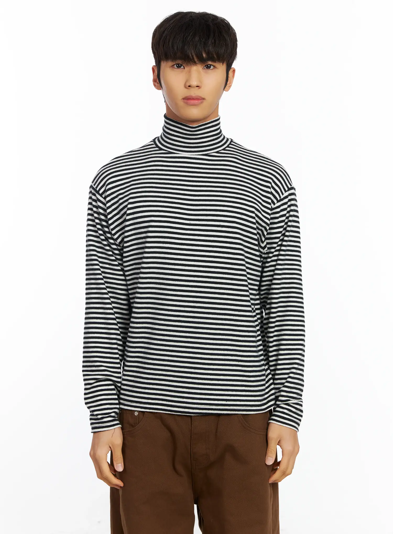 Men's Striped Turtleneck Tee IF504 - Image 19