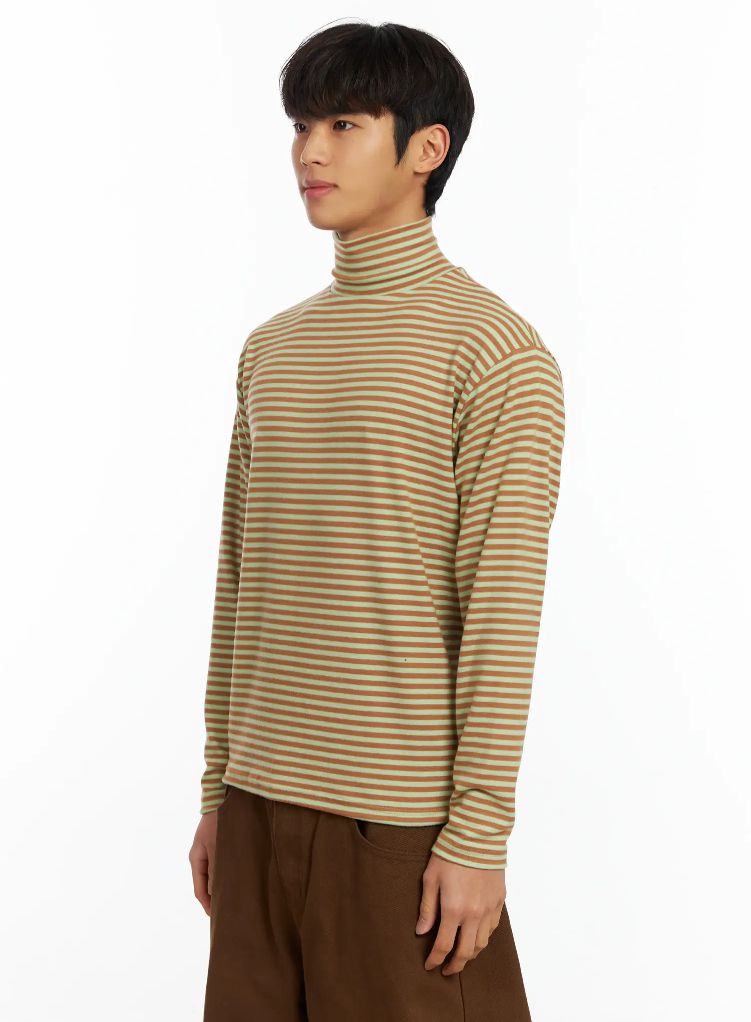 Men's Striped Turtleneck Tee IF504 - Image 4