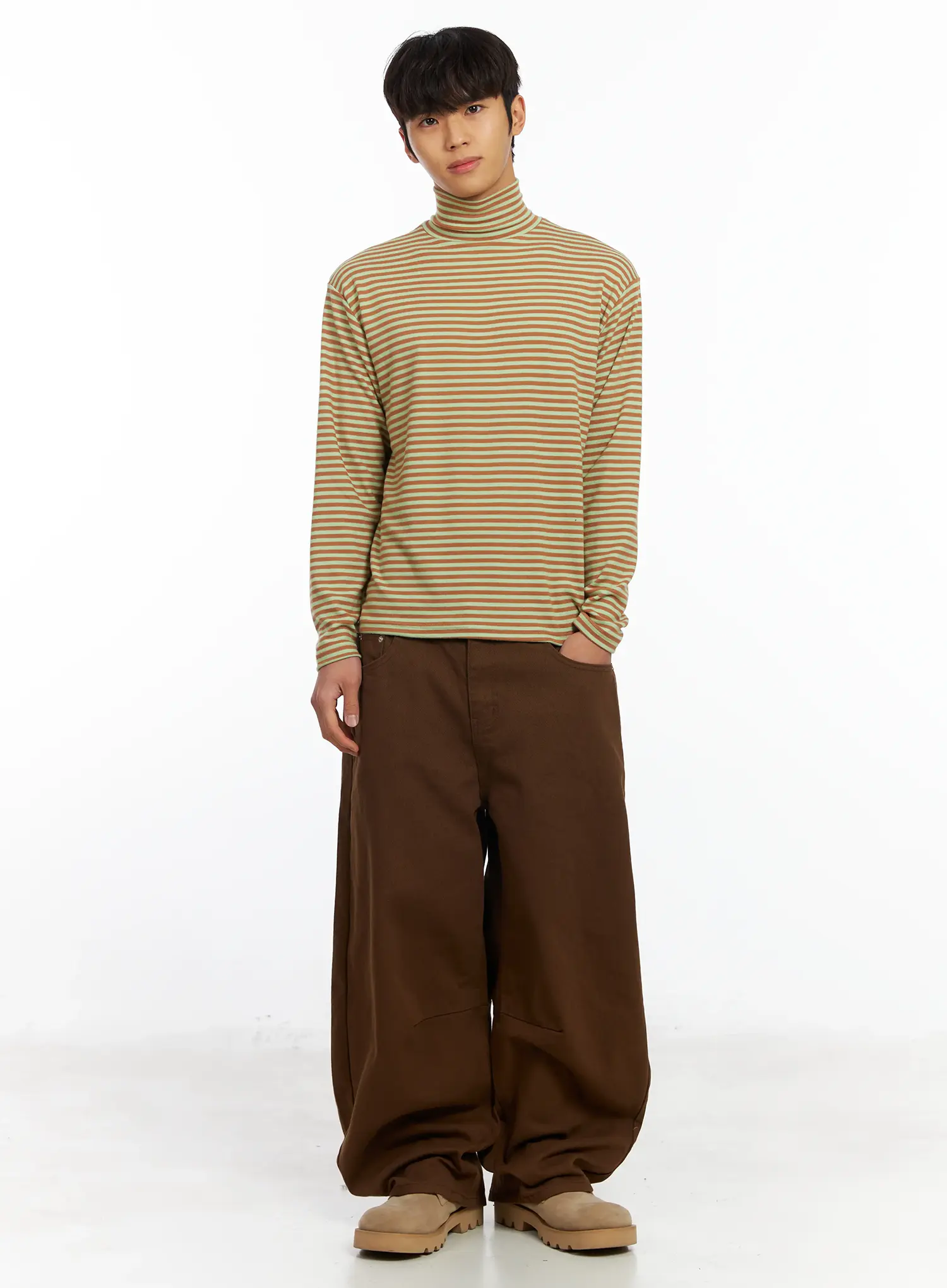 Men's Striped Turtleneck Tee IF504 - Image 6