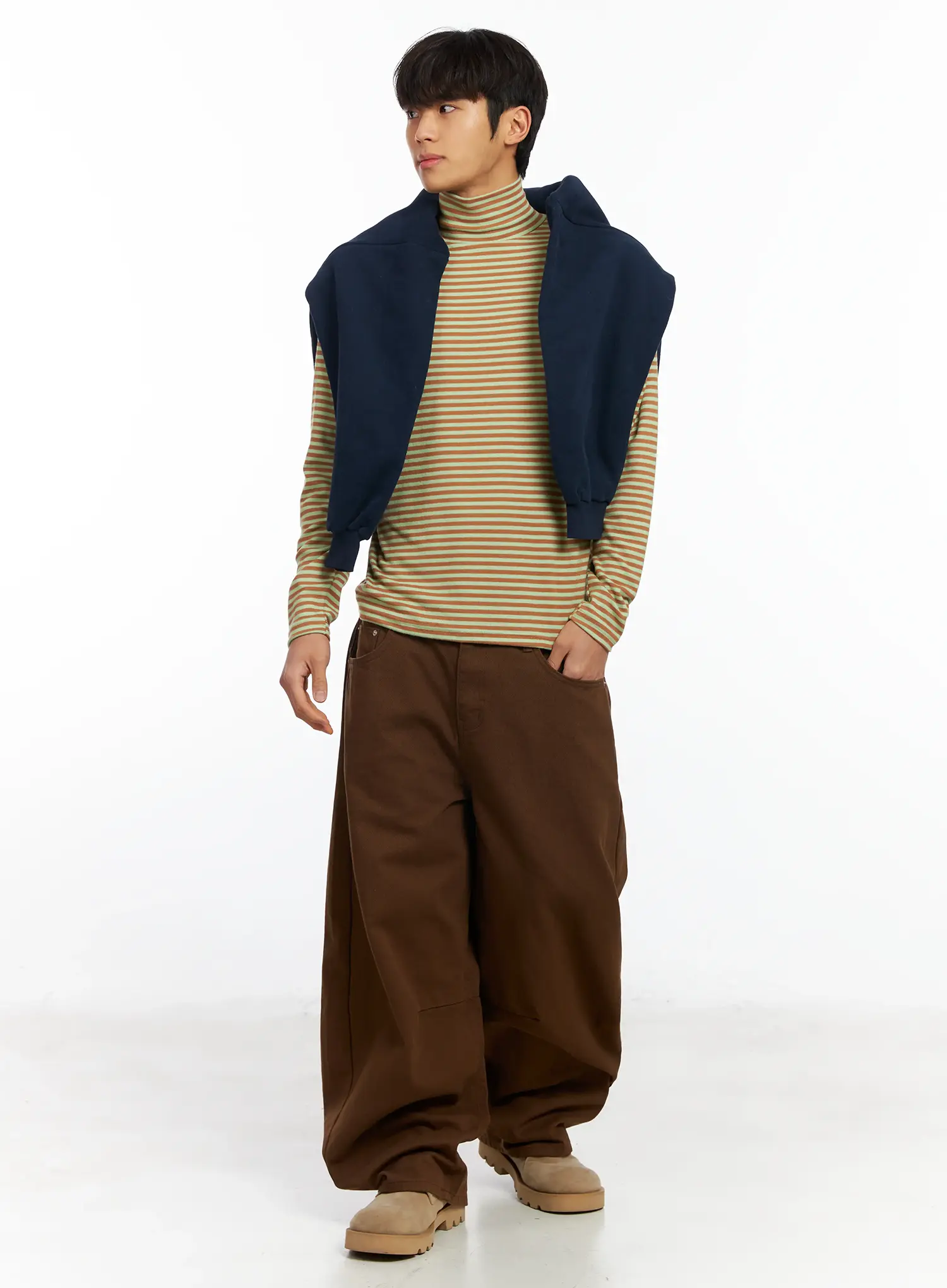 Men's Striped Turtleneck Tee IF504 - Image 7