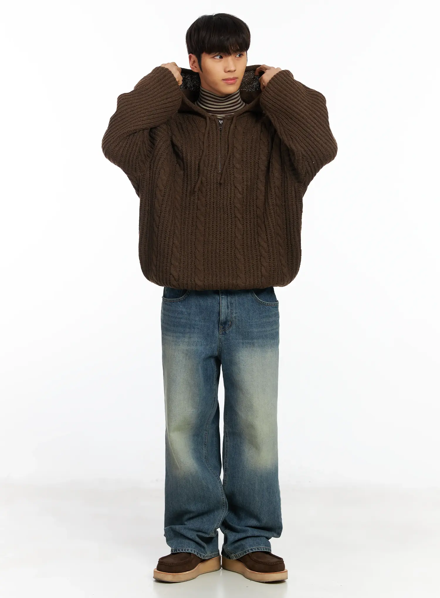 Men's Striped Turtleneck Tee IF504 - Image 9