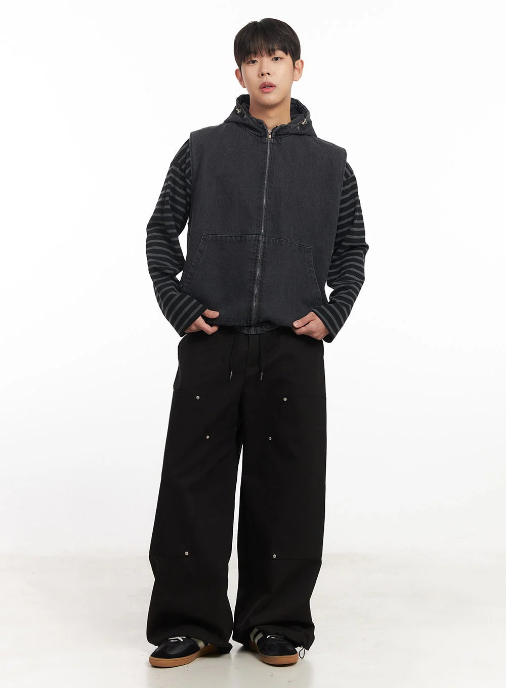 Men's Stud Cotton Wide-Leg Pants IM528 - Image 14