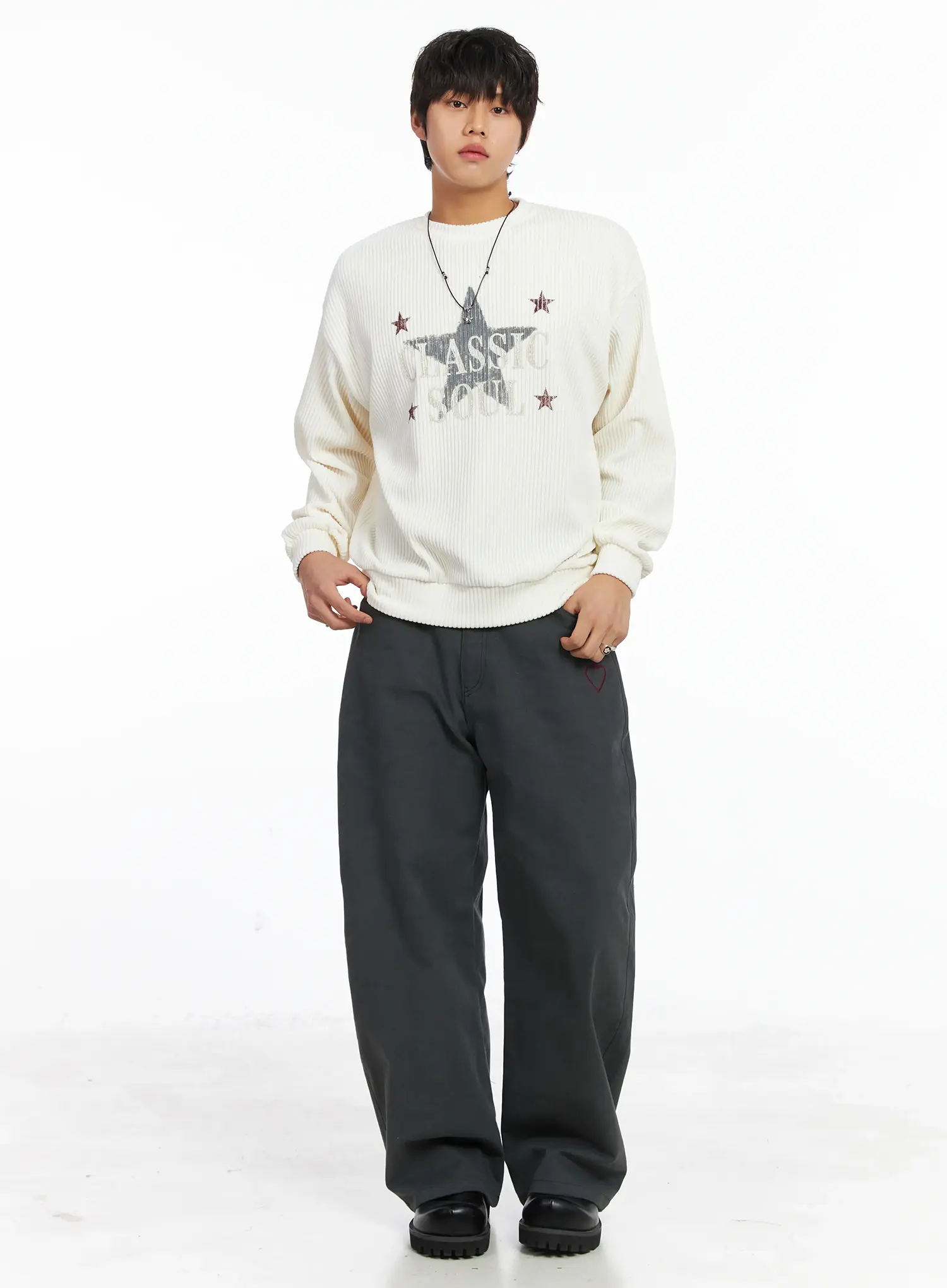 Men's Studded Graphic Wide Pants IJ512 - Image 11