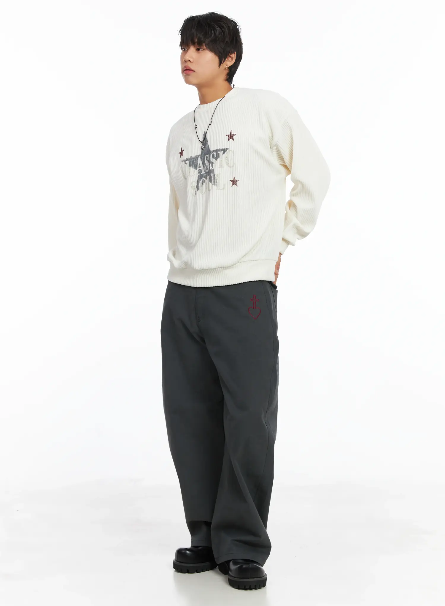 Men's Studded Graphic Wide Pants IJ512 - Image 12