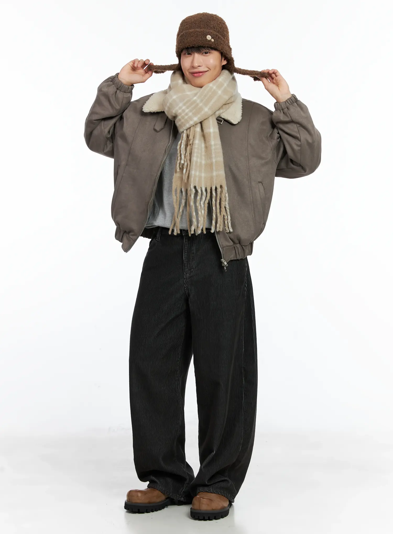 Men's Suede Collar Aviator Jacket IN518 - Image 2