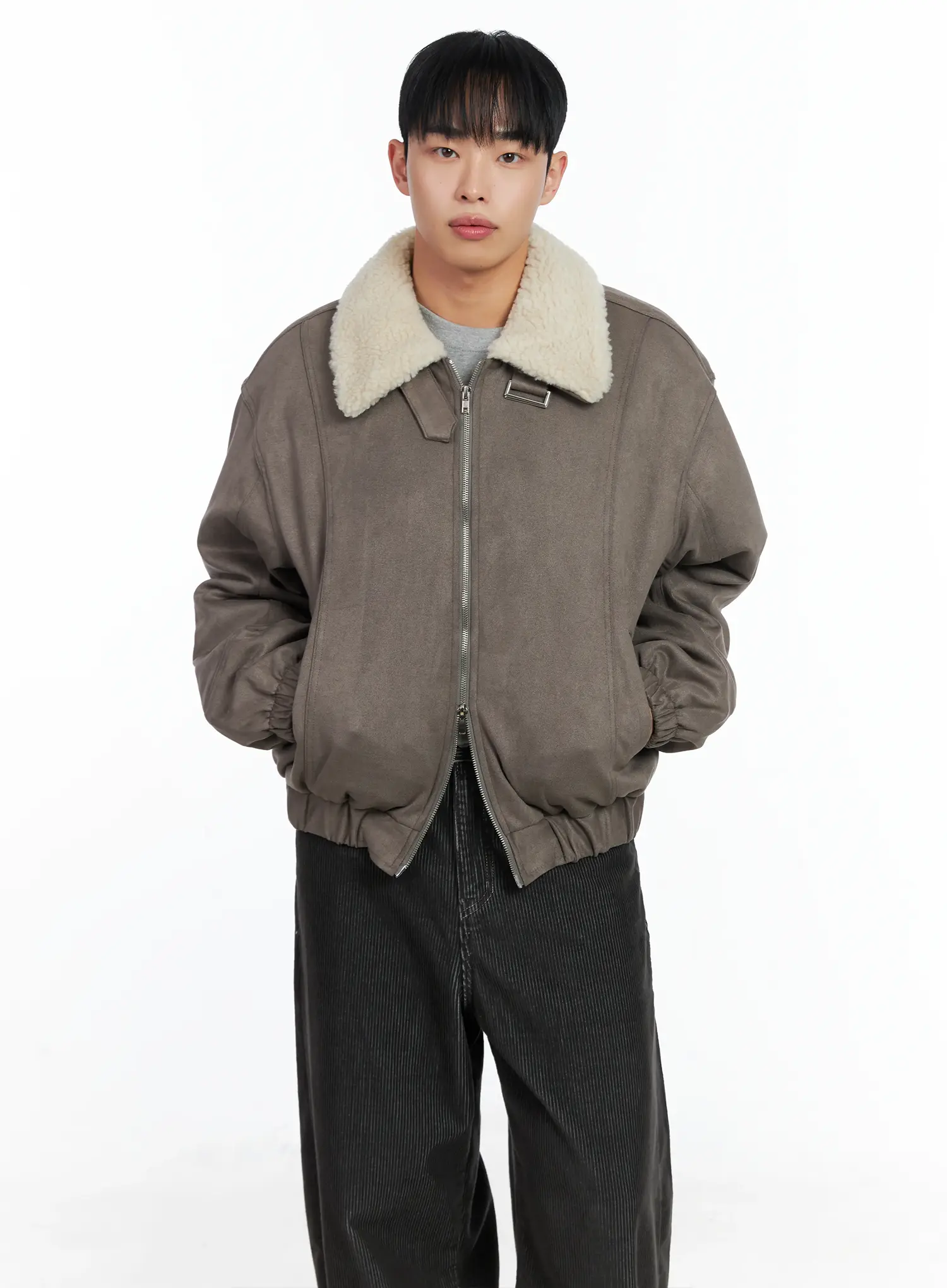 Men's Suede Collar Aviator Jacket IN518 - Image 6