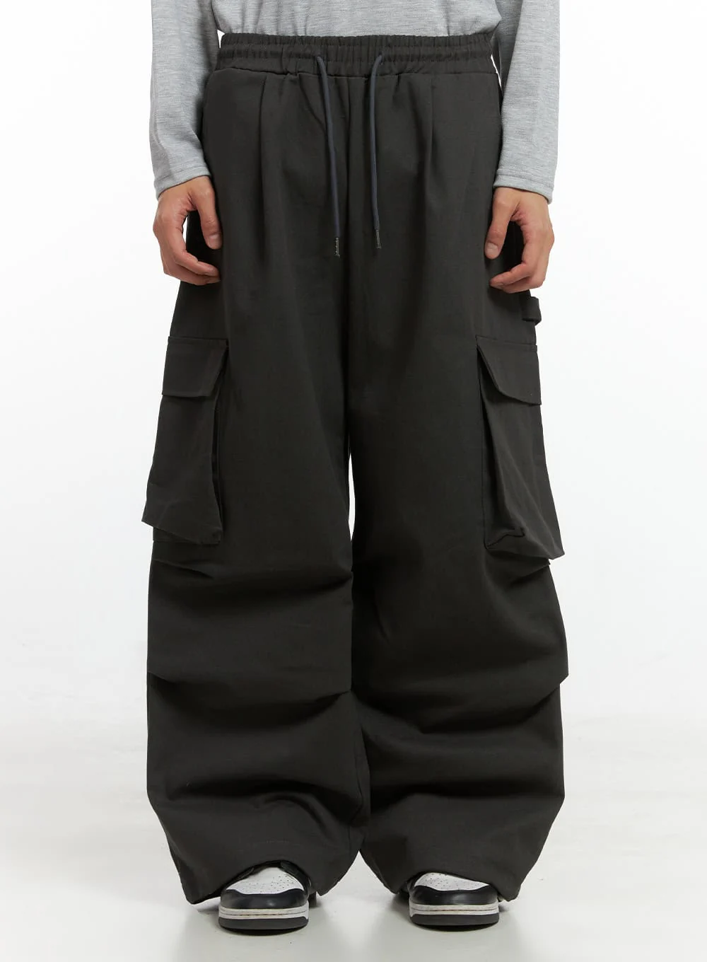 Men's Super Wide Cargo Pants (Dark Gray) IO417 - Image 2