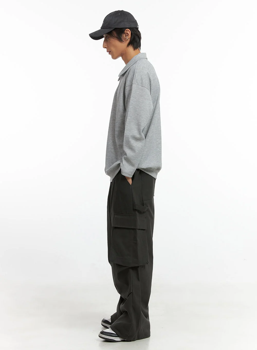 Men's Super Wide Cargo Pants (Dark Gray) IO417 - Image 7