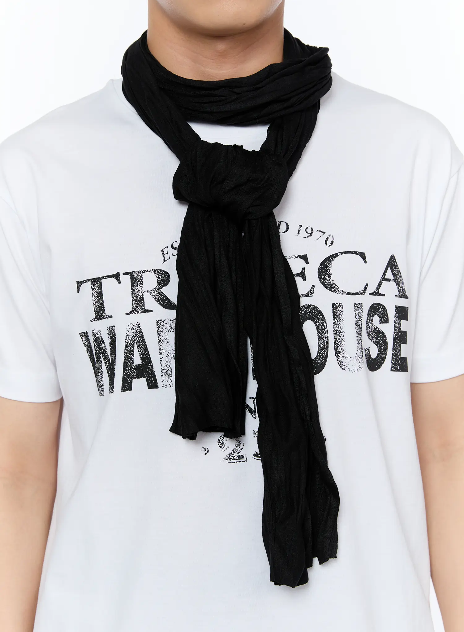 Men's Textured Black Scarf IA517 - Image 3