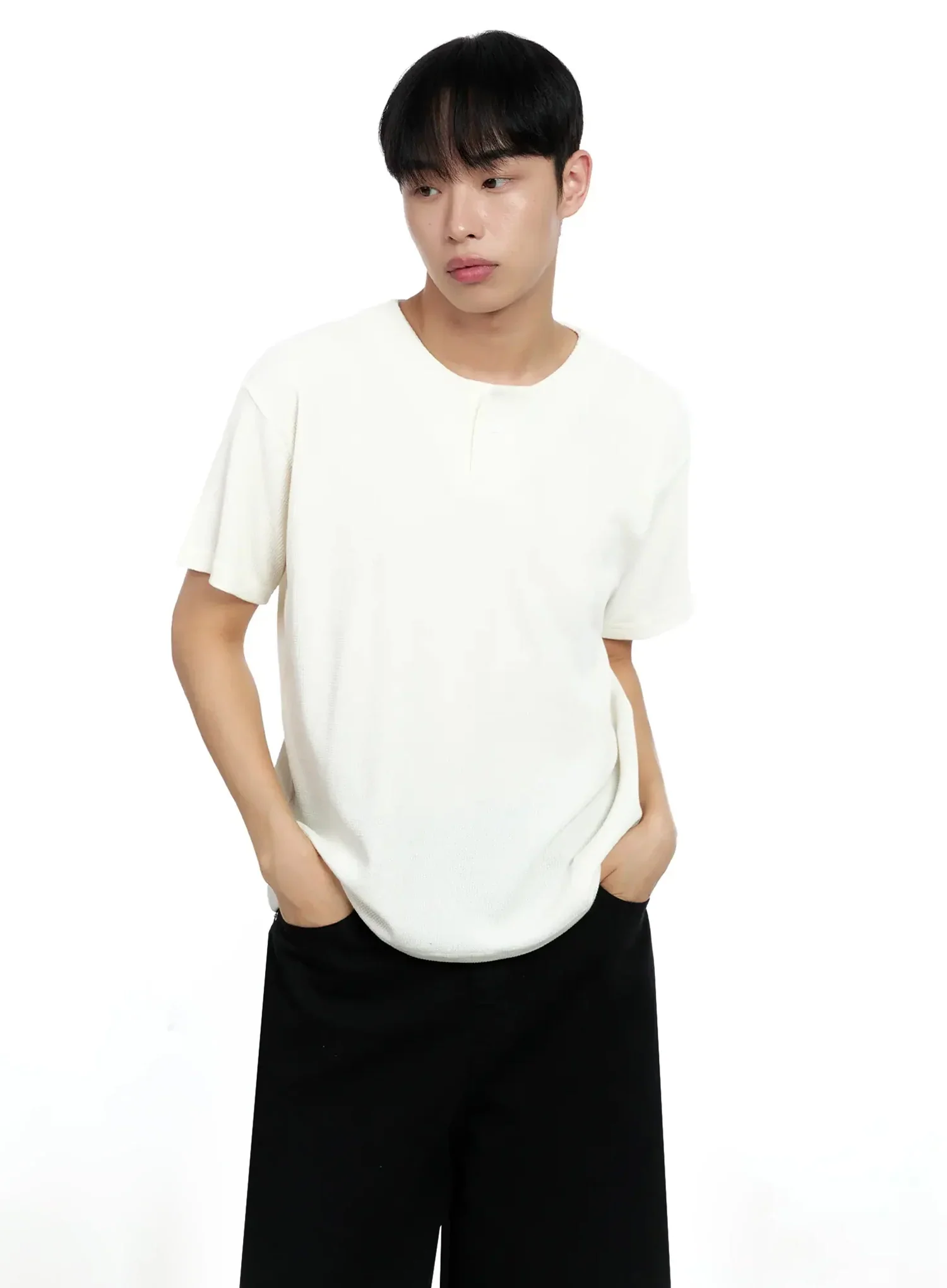 Men's Textured Henley T-shirt IG520 - Image 11