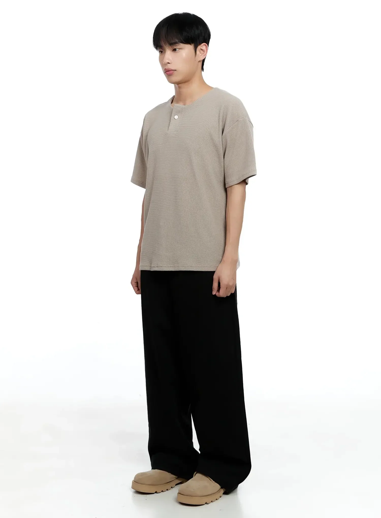 Men's Textured Henley T-shirt IG520 - Image 12