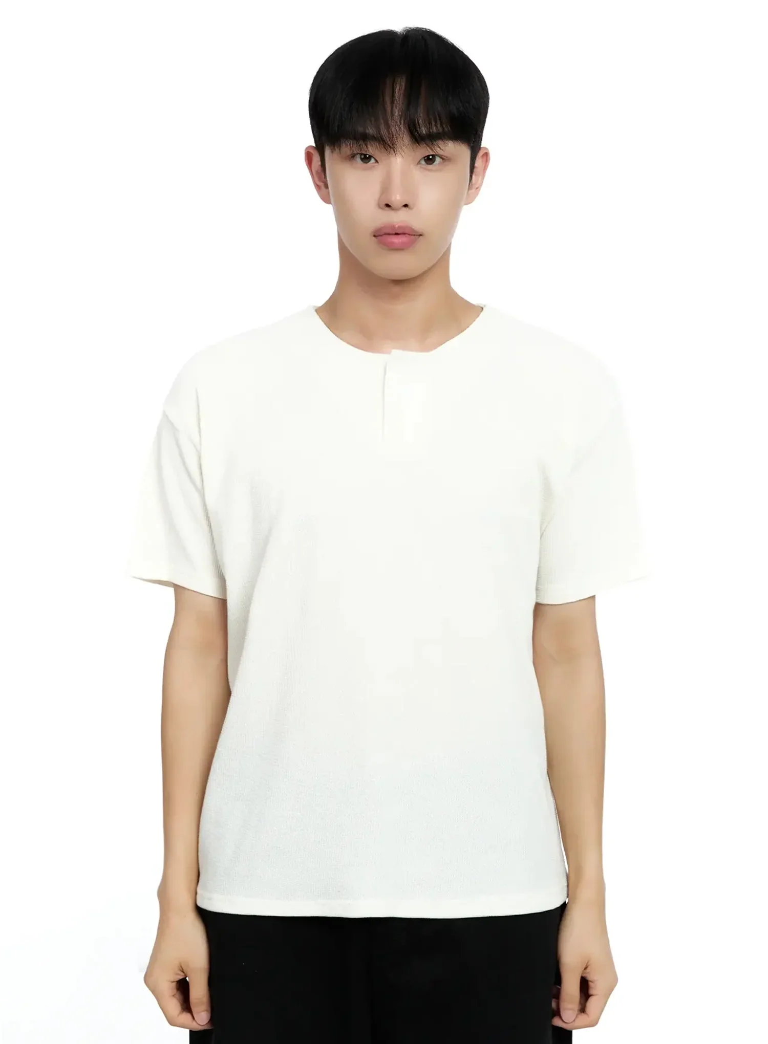 Men's Textured Henley T-shirt IG520 - Image 17