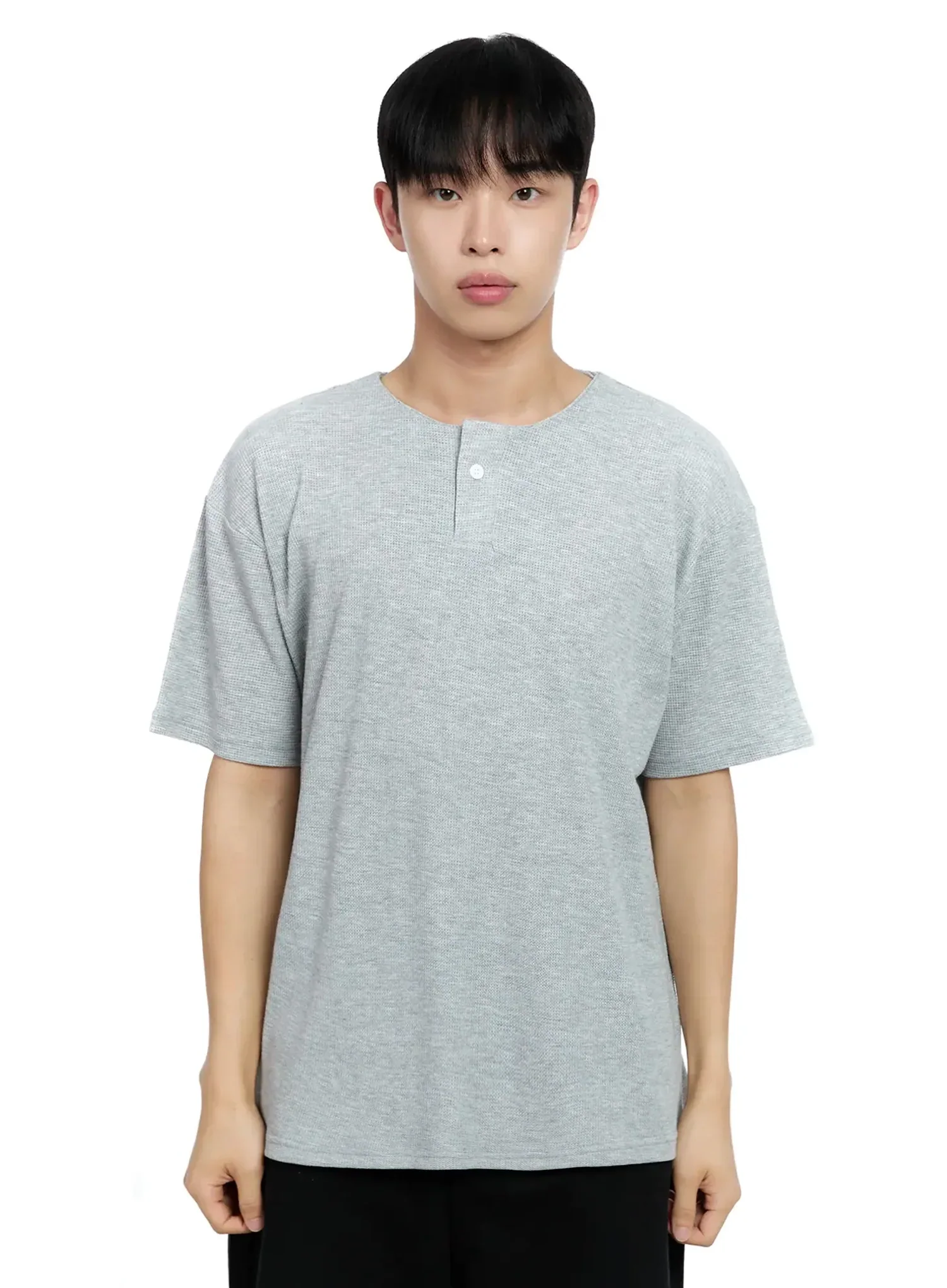 Men's Textured Henley T-shirt IG520 - Image 18