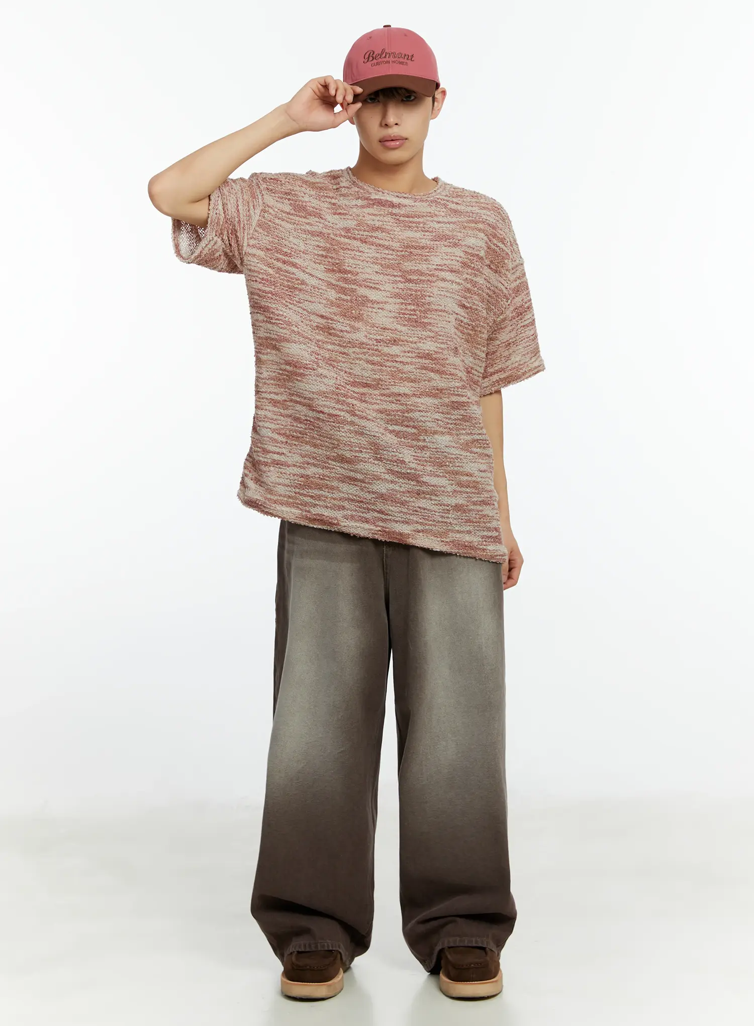 Men's Tweed Knit Short Sleeve T-Shirt IF510 - Image 8