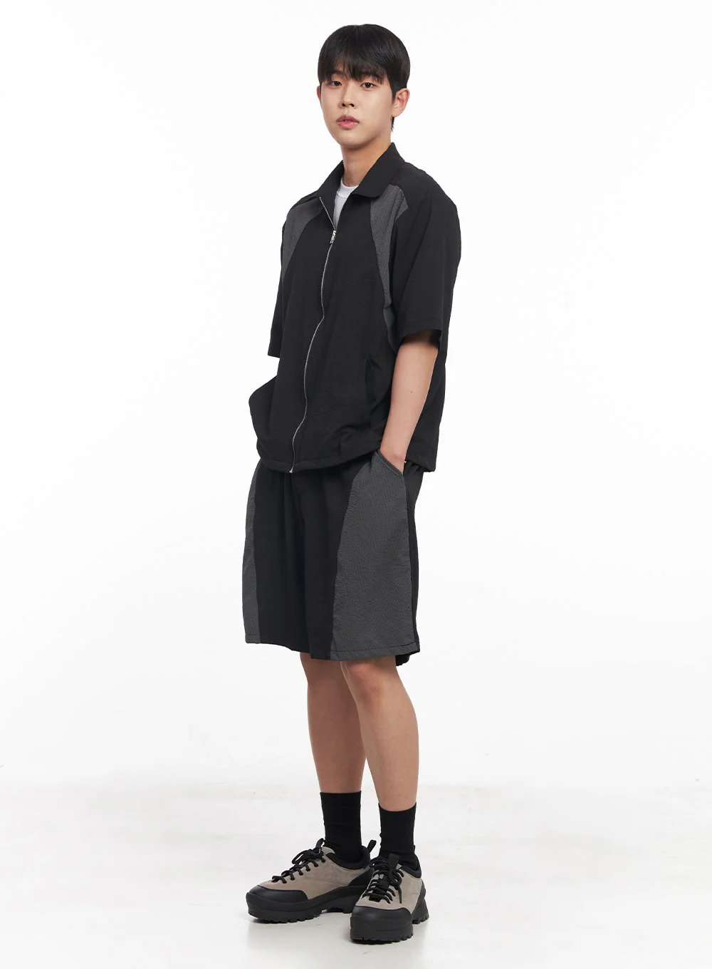 Men's Two-Tone Wide-Leg Shorts IY520 - Image 10