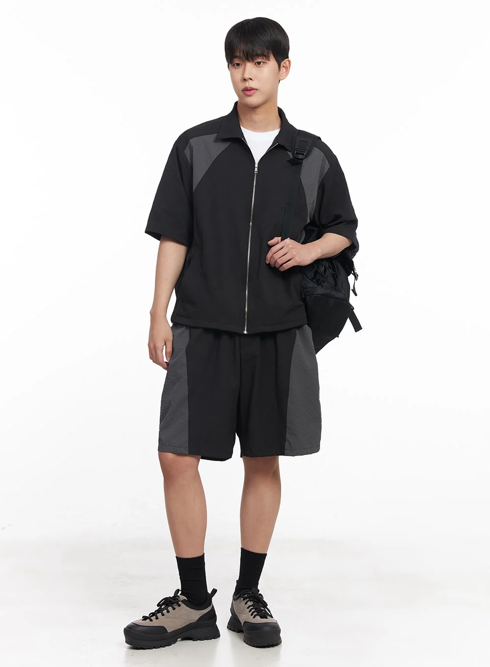 Men's Two-Tone Wide-Leg Shorts IY520 - Image 11
