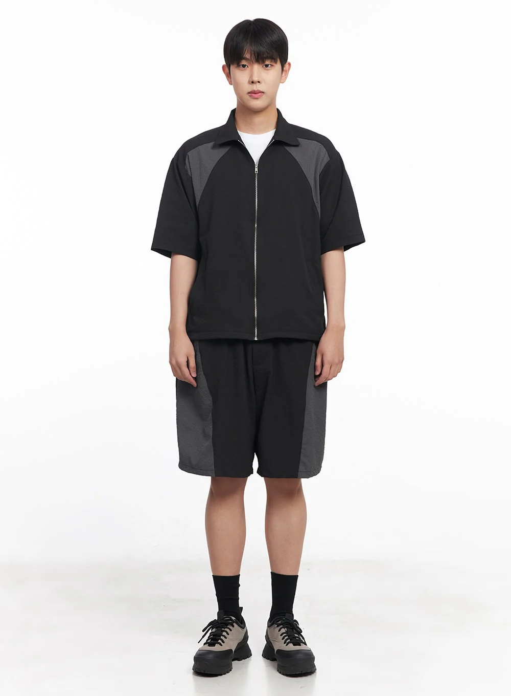 Men's Two-Tone Wide-Leg Shorts IY520 - Image 6