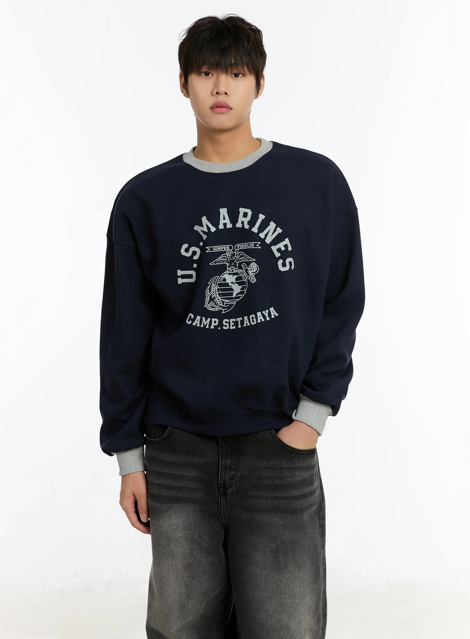 Men's Two-Toned Graphic Sweatshirt IM502 - Image 2