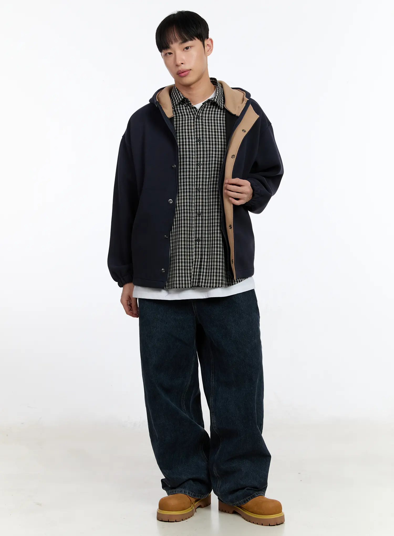 Men's Two-Way Button Hoodie Jacket IA508 - Image 2
